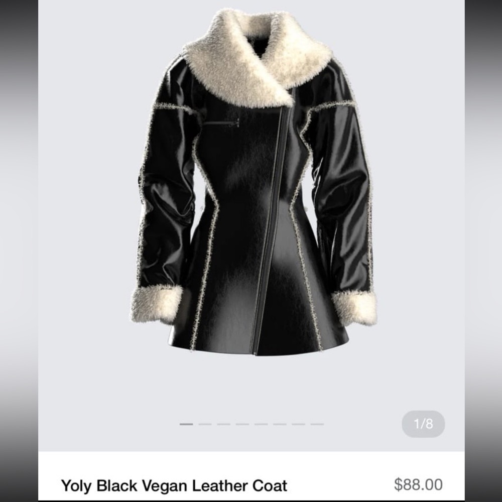 Yoly vegan black leather coat